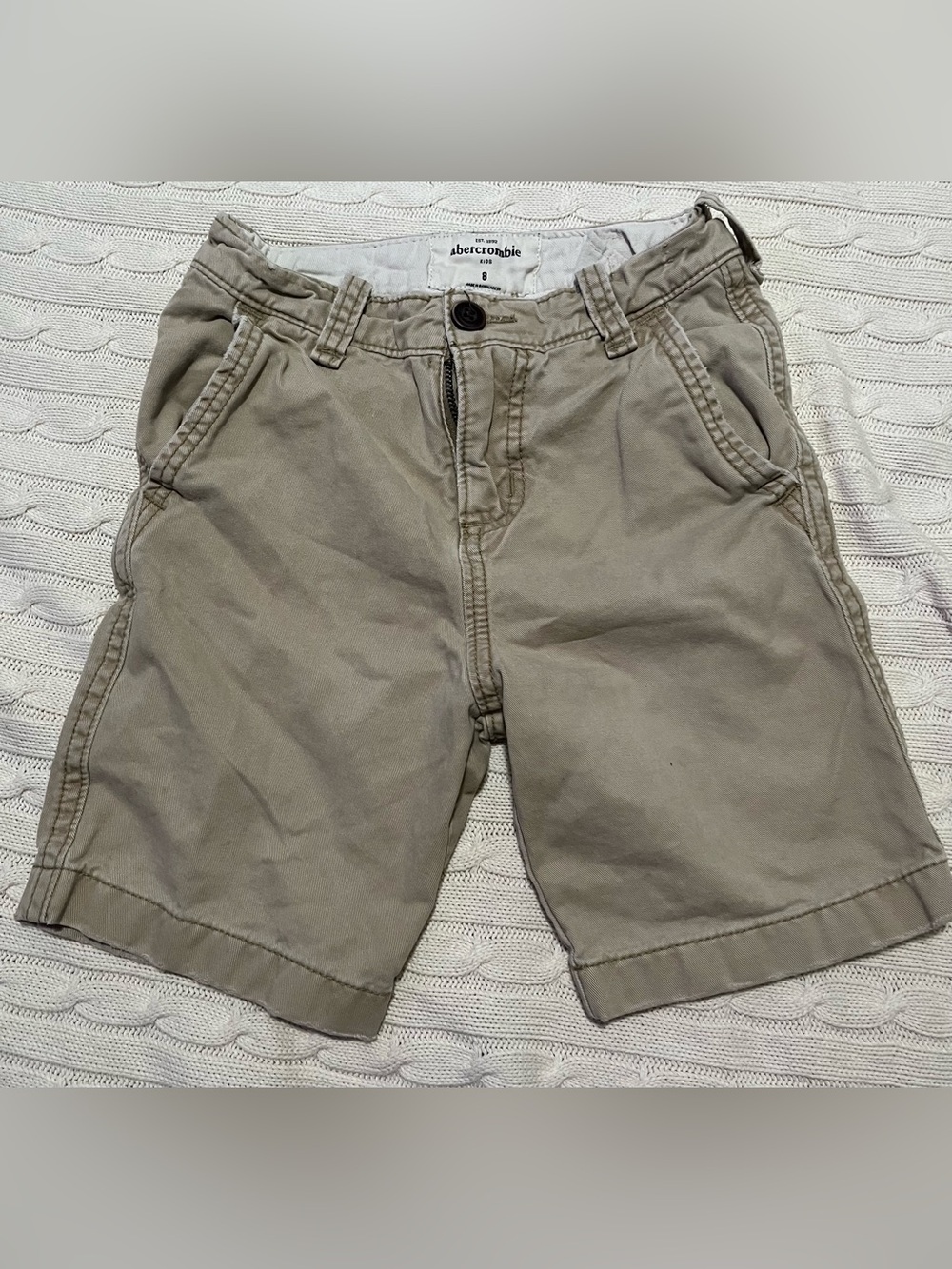 Abercrombie & Fitch Kids Size 8 Tan Flat-Front Cotton Shorts